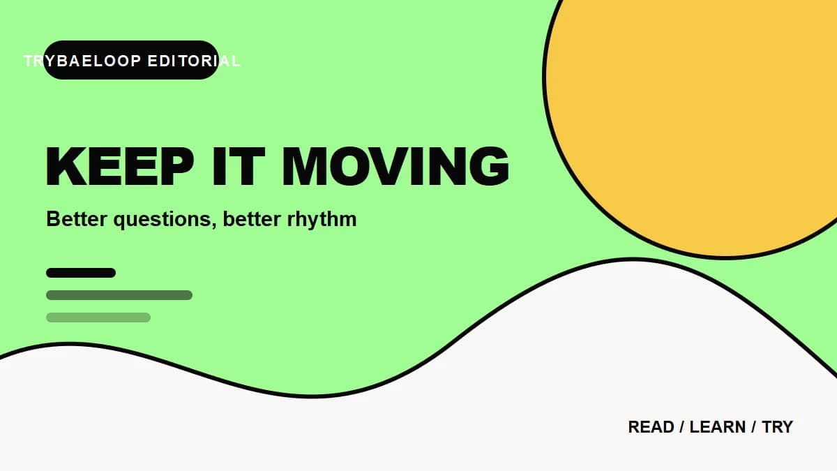 Editorial graphic about conversation rhythm and engaging follow-up questions
